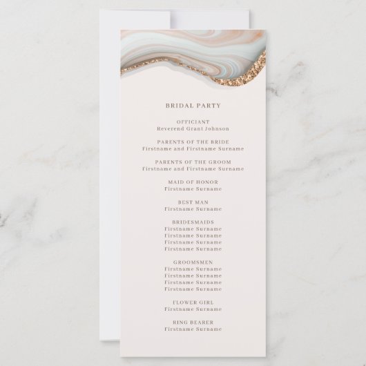 Agate Marble Texture Wedding Programm (Rückseite)