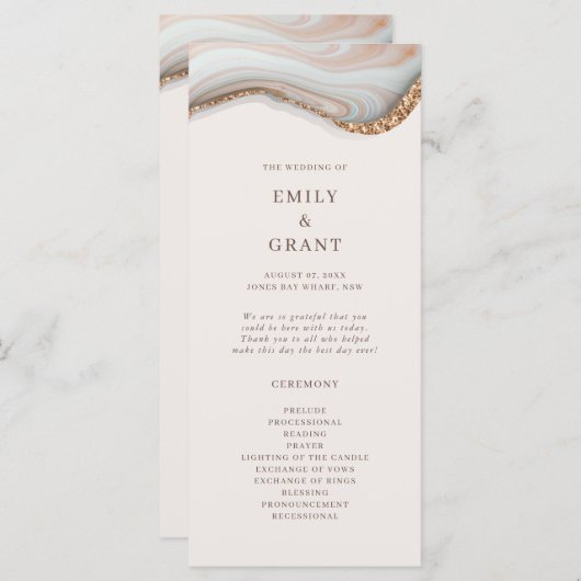 Agate Marble Texture Wedding Programm (Vorne/Hinten)