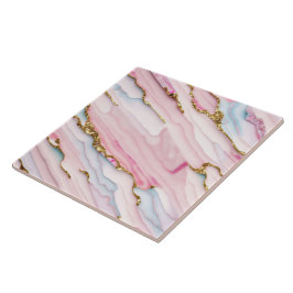 Agate Marble Trendy Blue Pink Gold Collection Fliese
