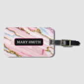 Agate Marble Trendy Blue Pink Gold Collection Gepäckanhänger (Vorderseite (Horizontal))