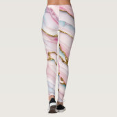 Agate Marble Trendy Blue Pink Gold Collection Leggings (Rückseite)