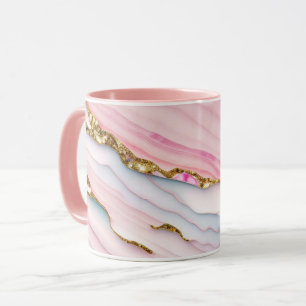 Agate Marble Trendy Blue Pink Gold Collection Tasse