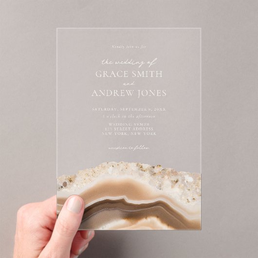 Agate Marble Wedding Acryleinladungen (Insitu (Handheld))