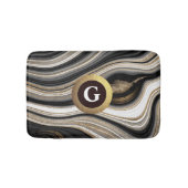Agate-Monogramm für Schwarz-weiße und goldene Flüs Badematte (Vorderseite)
