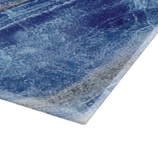 Agate Navy Blauer Marmorhintergrund mit Namen Schneidebrett (Ecke)