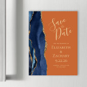 Agate Navy Blue Gold Burnt Orange Magnetic Card Magnetkarte