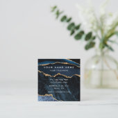 Agate Navy Blue Gold Business Card mit QR Code Quadratische Visitenkarte (Stehend Vorderseite)