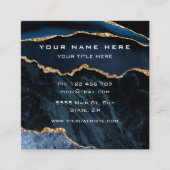 Agate Navy Blue Gold Business Card mit QR Code Quadratische Visitenkarte (Vorderseite)
