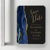 Agate Navy Blue Gold Dark Save the Date Magnet