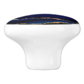 Agate Navy Blue Gold Edelstein Marmormonogramm Keramikknauf (Seitenansicht)