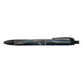 Agate Navy Blue Gold Edelstein Marmormonogramm Pen Kugelschreiber (Oberseite)