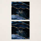 Agate Navy Blue Gold Gemstone Marmormonogramm Name (Vorne & Hinten)