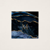Agate Navy Blue Gold Gemstone Marmormonogramm Name (Vorderseite)