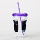 Agate Navy Blue Gold Gemstone Marmormonogramm Name Acryltrinkbecher (Links)