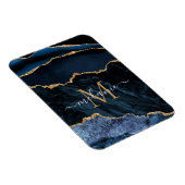 Agate Navy Blue Gold Gemstone Marmormonogramm Name Magnet (Rechte Seite)