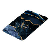 Agate Navy Blue Gold Gemstone Marmormonogramm Name Magnet (Linke Seite)