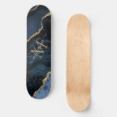 Agate Navy Blue Gold Gemstone Monogram Skateboard (Vorderseite)