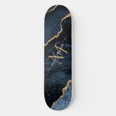 Agate Navy Blue Gold Gemstone Monogram Skateboard (Vorderseite)