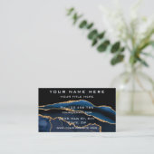 Agate Navy Blue Gold Geode Gemstone Business Card Visitenkarte (Stehend Vorderseite)