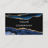 Agate Navy Blue Gold Geode Gemstone Business Card Visitenkarte (Rückseite)