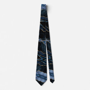 Agate Navy Blue Gold Glitter Luxury Neck Tie Krawatte