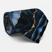 Agate Navy Blue Gold Glitzer Geode Marble Neck Tie Krawatte (Gerollt)