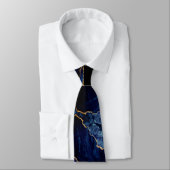 Agate Navy Blue Gold Glitzer Marble Neck Tie Gesch Krawatte (Gebunden)