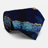 Agate Navy Blue Gold Glitzer Marble Neck Tie Gesch Krawatte (Gerollt)