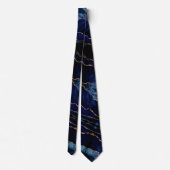 Agate Navy Blue Gold Glitzer Marble Neck Tie Gesch Krawatte (Rückseite)