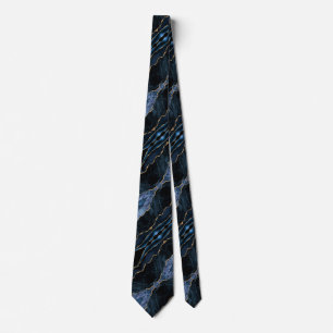 Agate Navy Blue Gold Glitzer Marble Neck Tie Krawatte