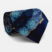 Agate Navy Blue Gold Glitzer Marble Neck Tie Krawatte (Gerollt)