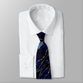 Agate Navy Blue Gold Glitzer Marble Neck Tie Krawatte (Gebunden)
