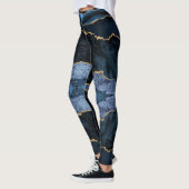 Agate Navy Blue Gold Glitzer Marmor Leggings (Links)