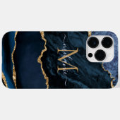 Agate Navy Blue Gold Glitzer Marmorieren Sie Ihren Case-Mate iPhone 14 Pro Max Hülle (Back (Horizontal))