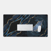 Agate Navy Blue Gold Glitzer Marmorschreibmatte Schreibtischunterlage (Tastatur & Maus)