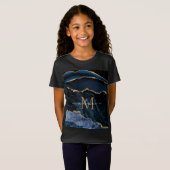 Agate Navy Blue Gold Glitzer Monogram Name T - Shi T-Shirt (Vorne ganz)