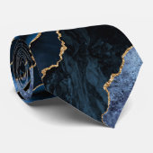 Agate Navy Blue Gold Glitzer Neck Tie Elegant Krawatte (Gerollt)