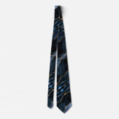 Agate Navy Blue Gold Glitzer Neck Tie Elegant Krawatte (Rückseite)
