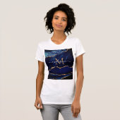 Agate Navy Blue Gold Glitzer T - Shirt - Individue (Vorne ganz)