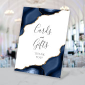 Agate Navy Blue Gold Hochzeitkarten und Geschenke Sockelschild