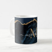 Agate Navy Blue Gold Ihr Name Letter Tasse (Vorderseite Links)