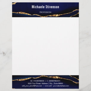 Agate Navy Blue Gold Ihr Personalisierter Letters Briefbogen