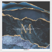 Agate Navy Blue Gold Individuelle Name Letter Stic Aufkleber (Blatt)