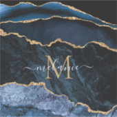 Agate Navy Blue Gold Individuelle Name Letter Stic Aufkleber (Vorderseite)