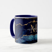 Agate Navy Blue Gold Individuelle Name Letter Tass Tasse (Vorderseite Links)
