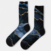 Agate Navy Blue Gold Marmor Edelsteinsocken Socken (Linkes Detail)