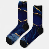 Agate Navy Blue Gold Marmor Gemstone Socks Geschen Socken (Linkes Detail)