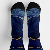 Agate Navy Blue Gold Marmor Gemstone Socks Geschen Socken (Oben)