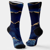 Agate Navy Blue Gold Marmor Gemstone Socks Geschen Socken (Gewinkelt)