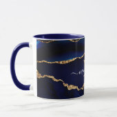 Agate Navy Blue Gold Marmor Ihr Name Letter Tasse (Links)